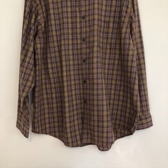 NEW NWT ROUNDTREE YORKE Mens Tan Brown Blue White Navy Plaid Cotton Button Down - Picture 3 of 10